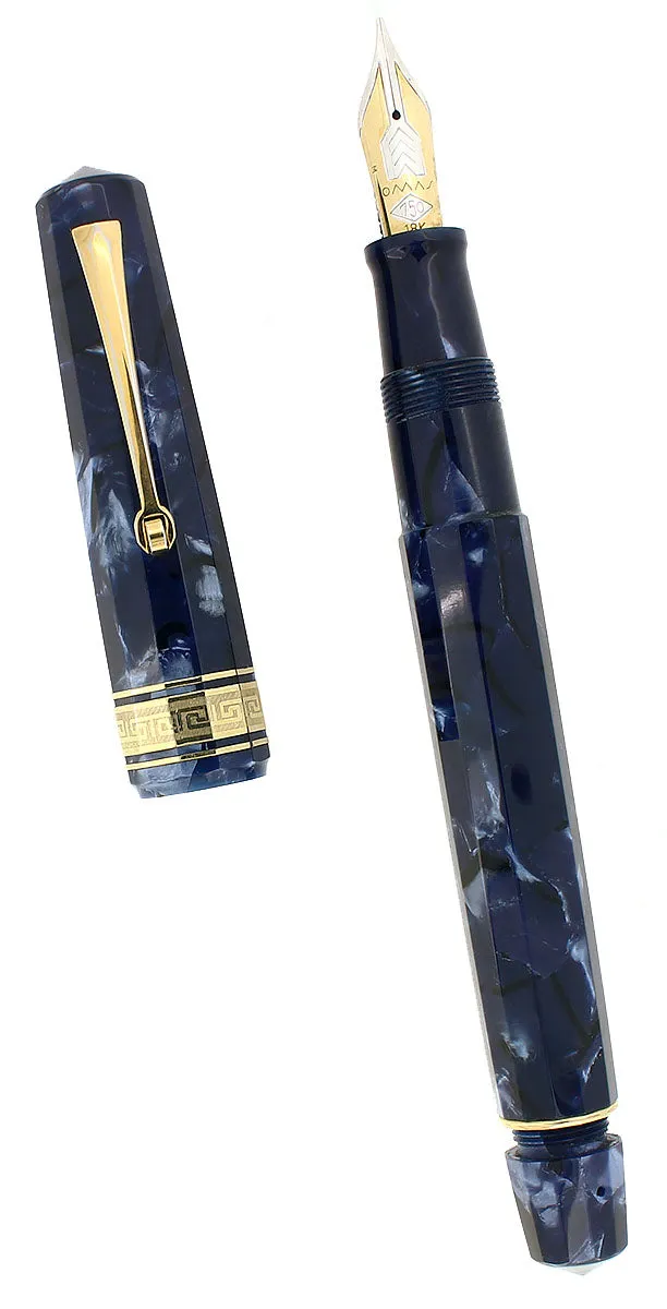 1996 OMAS EXTRA PARAGON BLUE ROYALE CELLULOID "OLD STYLE" FOUNTAIN PEN