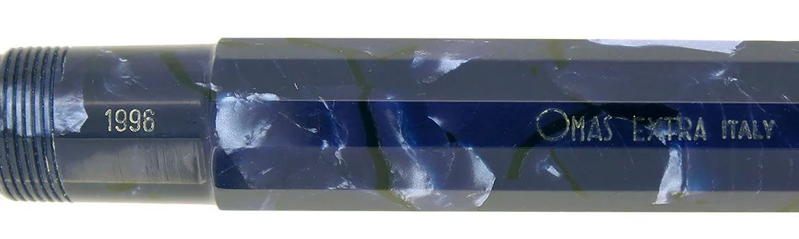 1996 OMAS EXTRA PARAGON BLUE ROYALE CELLULOID "OLD STYLE" FOUNTAIN PEN