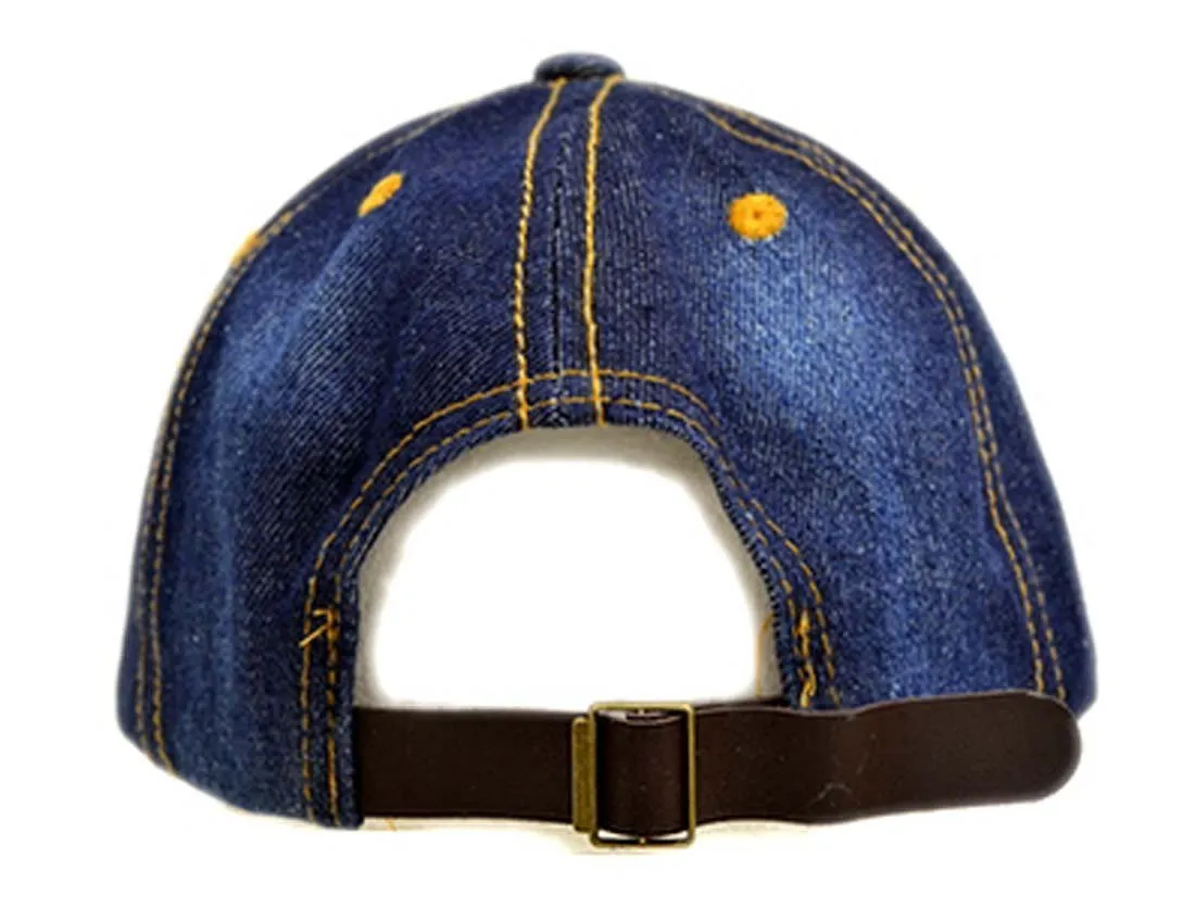 American Flag Rhinestone Jeans Denim Baseball Adjustable Bling Hat Cap