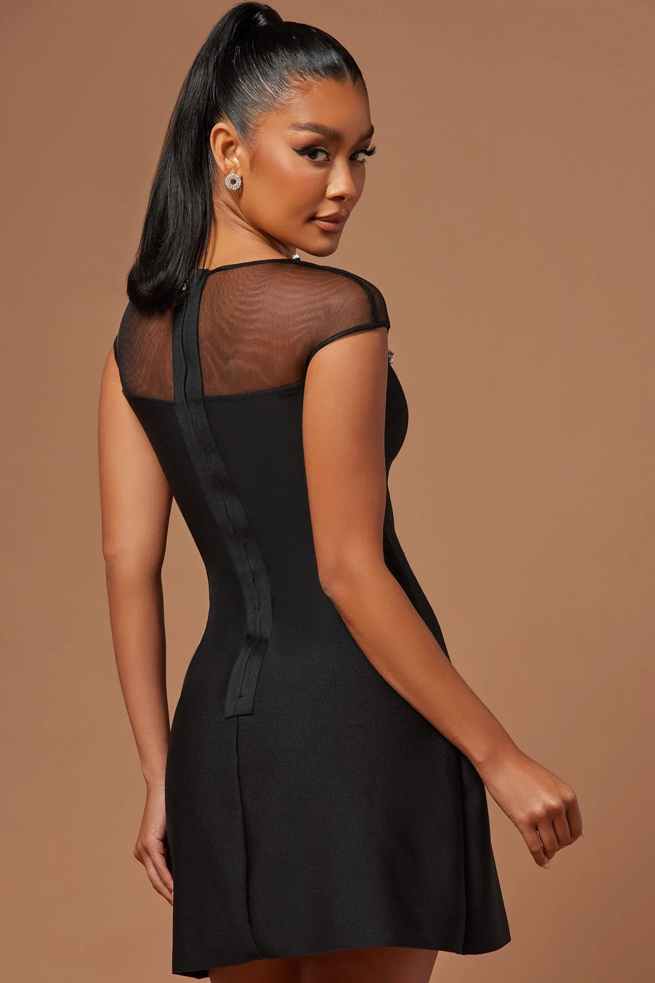 Angelique Bandage Mini Dress - Black