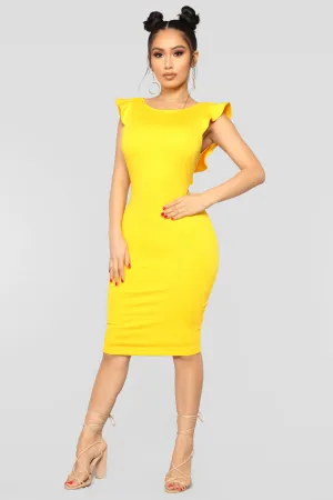 Beautiful Outlook Ruffle Dress - Yellow