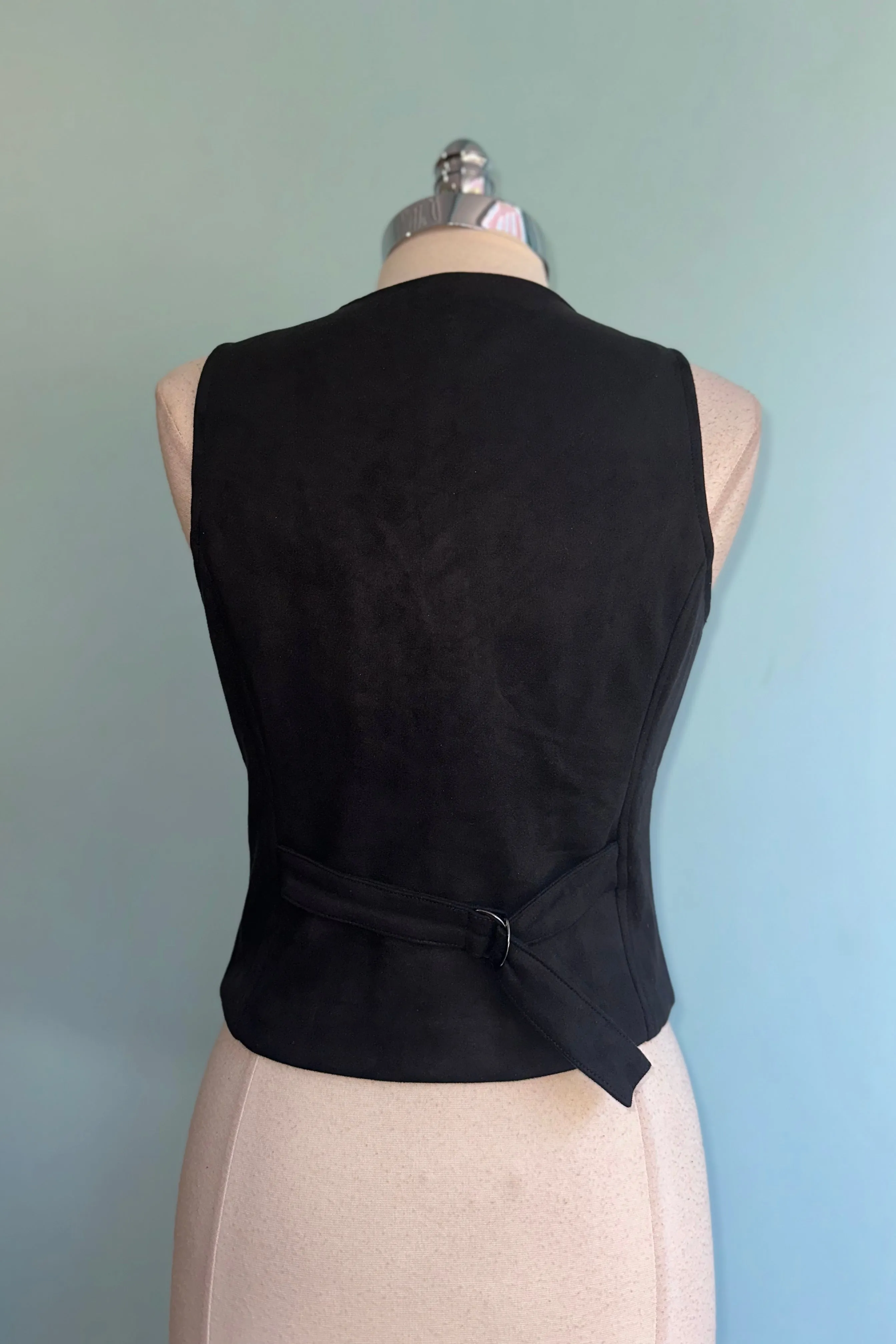 Black Faux Suede Western Vest