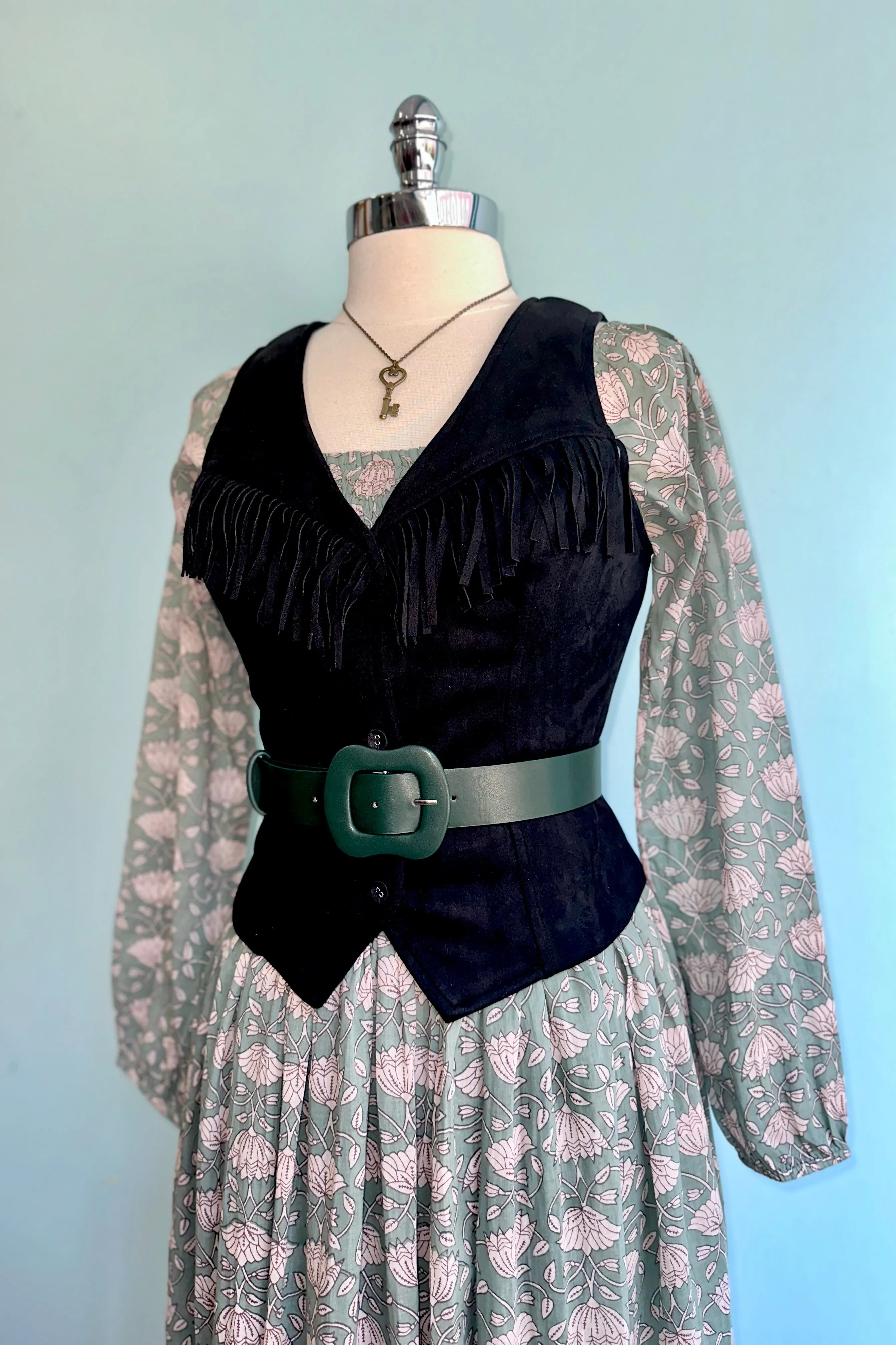 Black Faux Suede Western Vest