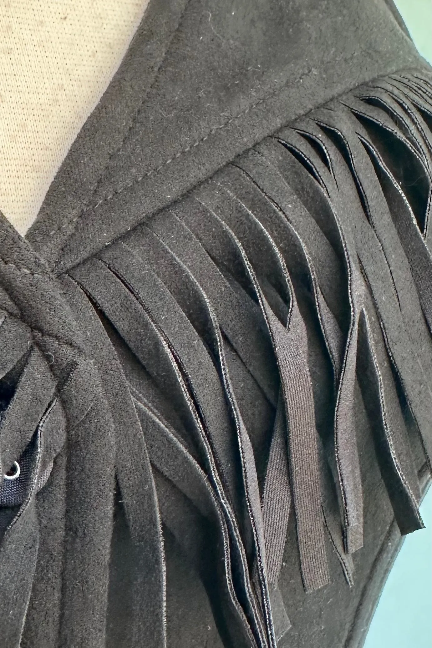 Black Faux Suede Western Vest