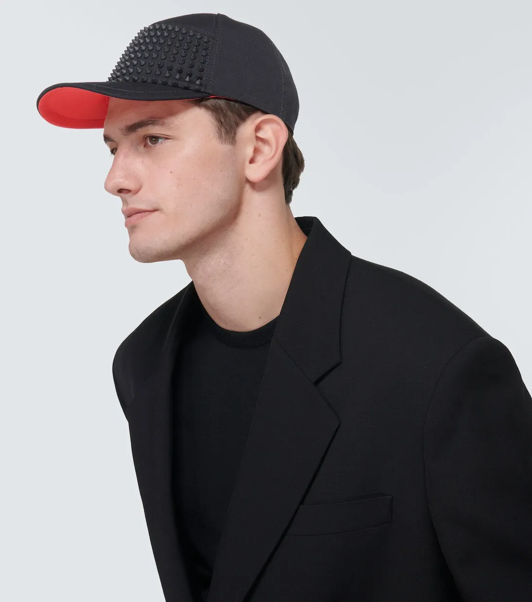 Christian Louboutin studded enky cotton baseball cap, black
