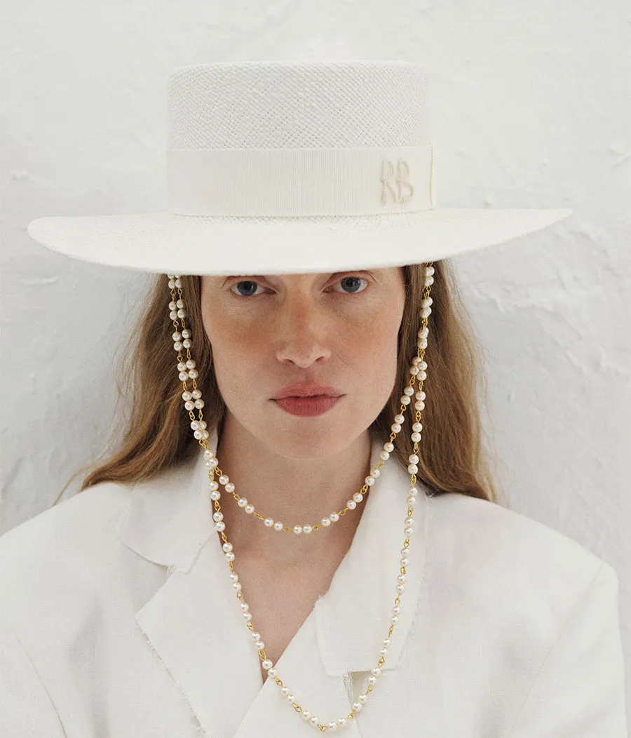 Double Chain Strap Boater Hat