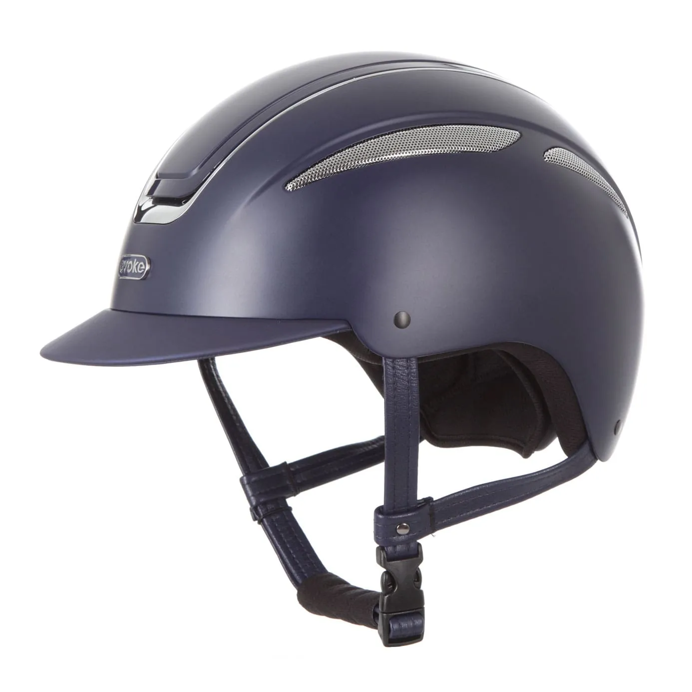 Evoke Callisto Classic Peak Riding Hat - Navy/Chrome