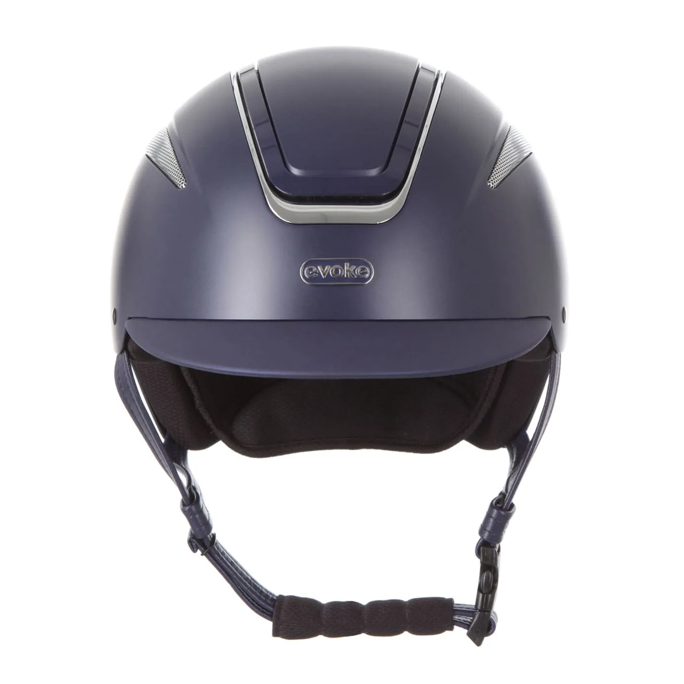 Evoke Callisto Classic Peak Riding Hat - Navy/Chrome