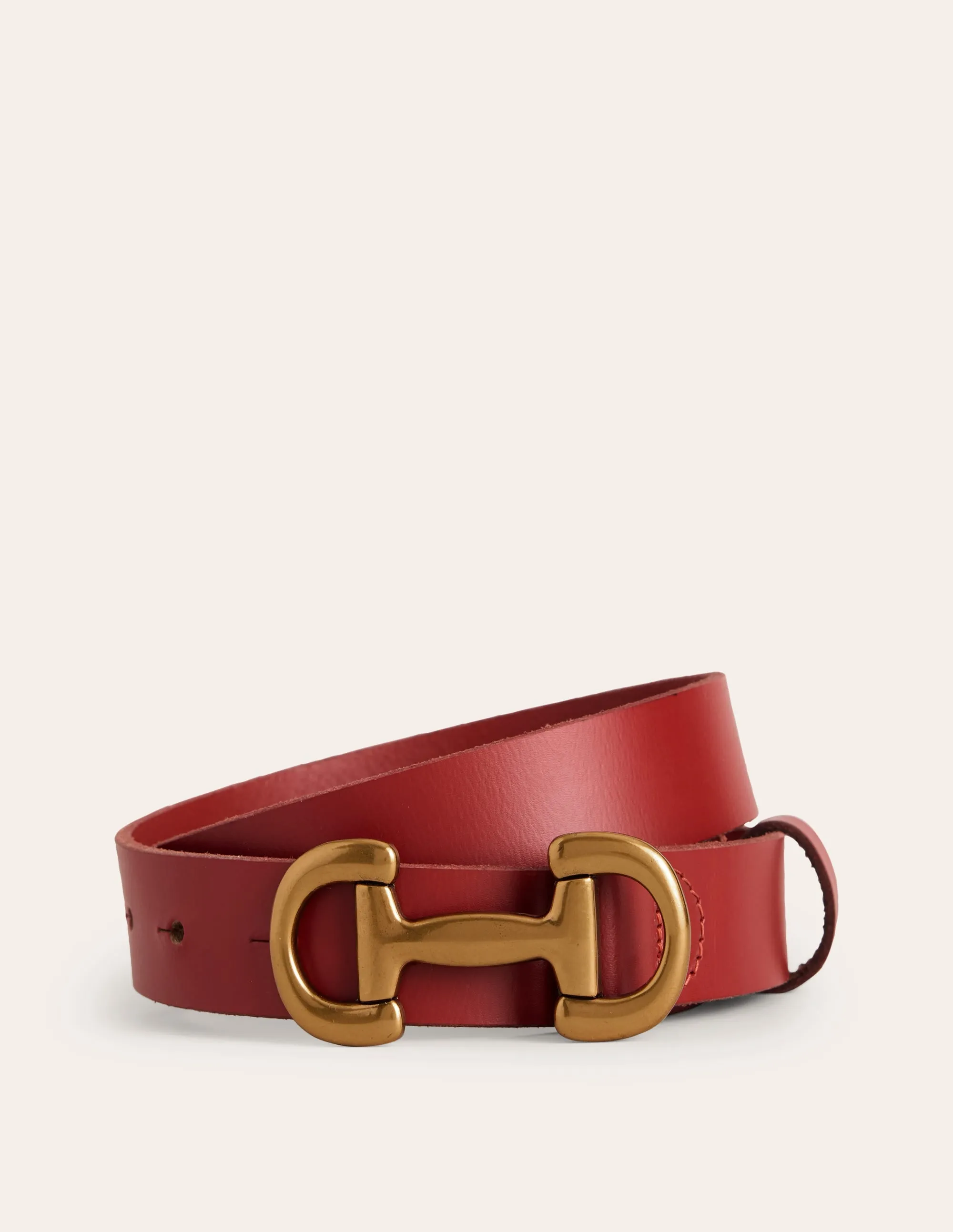 Iris Snaffle Trim Leather Belt-Red