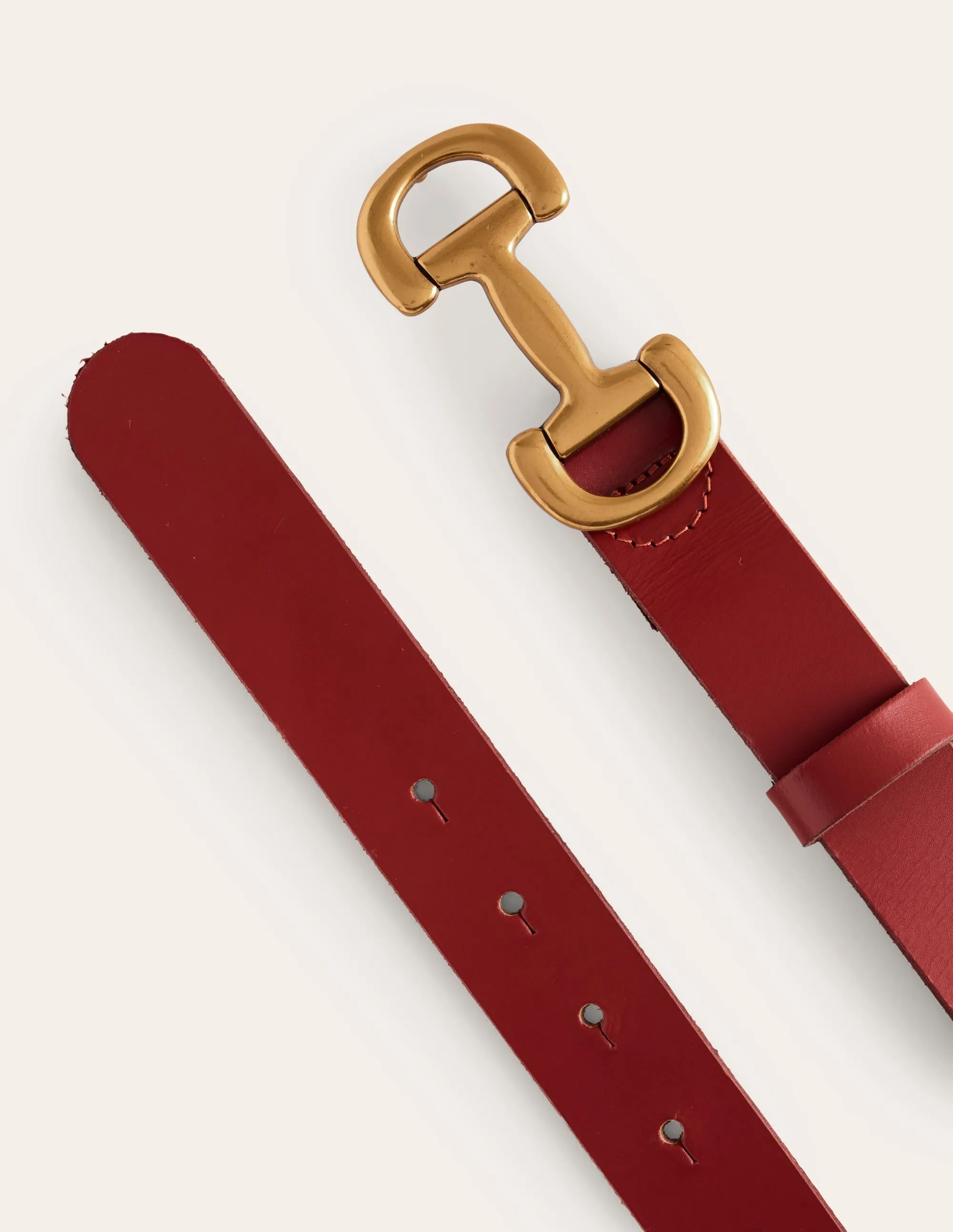 Iris Snaffle Trim Leather Belt-Red