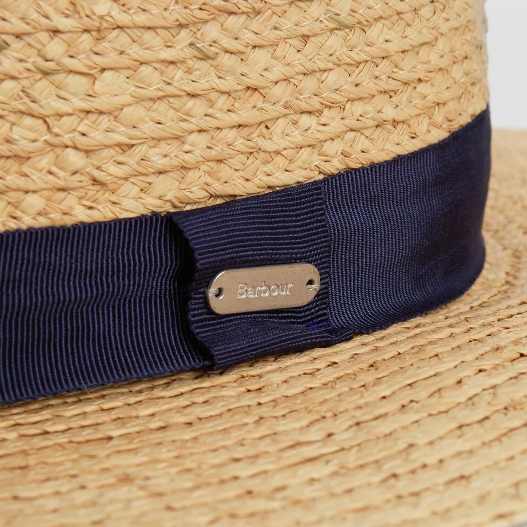 Lily Straw Boater Hat (Natural   Navy)