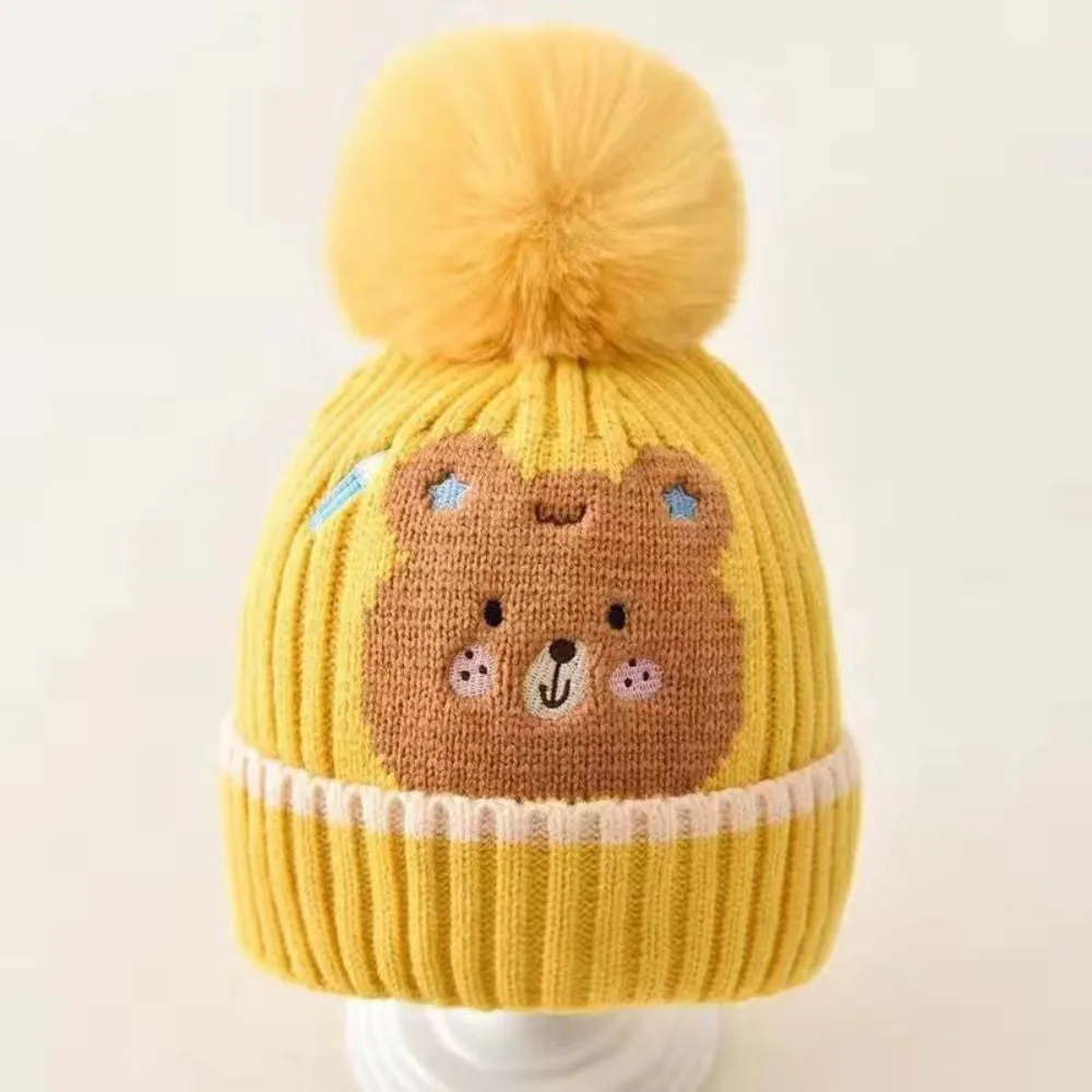 Little Surprise Box Yellow Ted Winter Cap Beanie & Matching Neck Muffler 2pcs Set, 3yrs- 8yrs