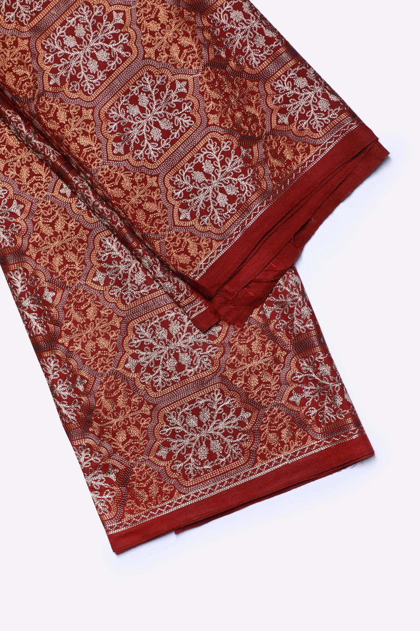 Maroon Embroidered Shawl