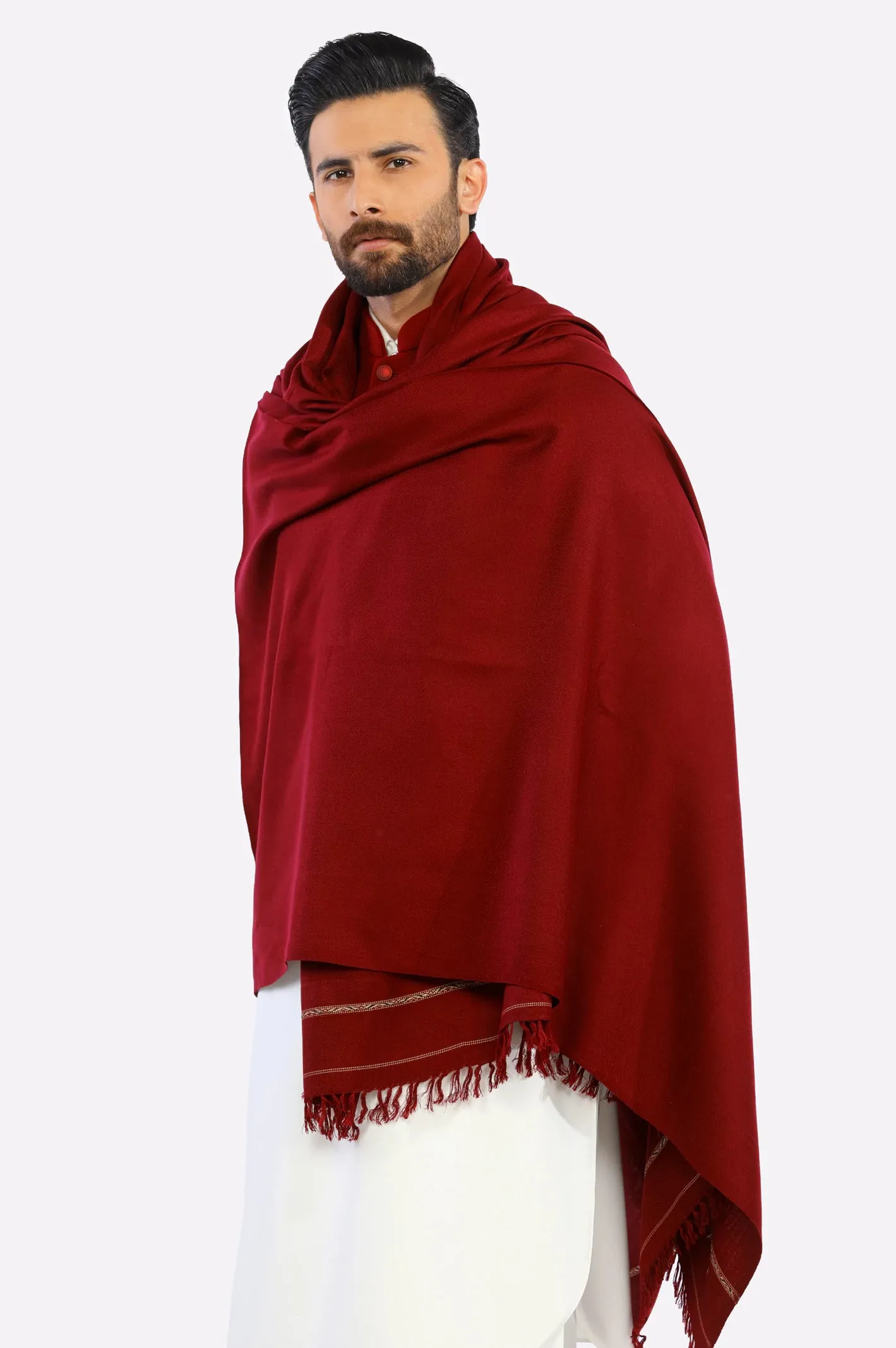 Maroon Woolen Men's Shawl