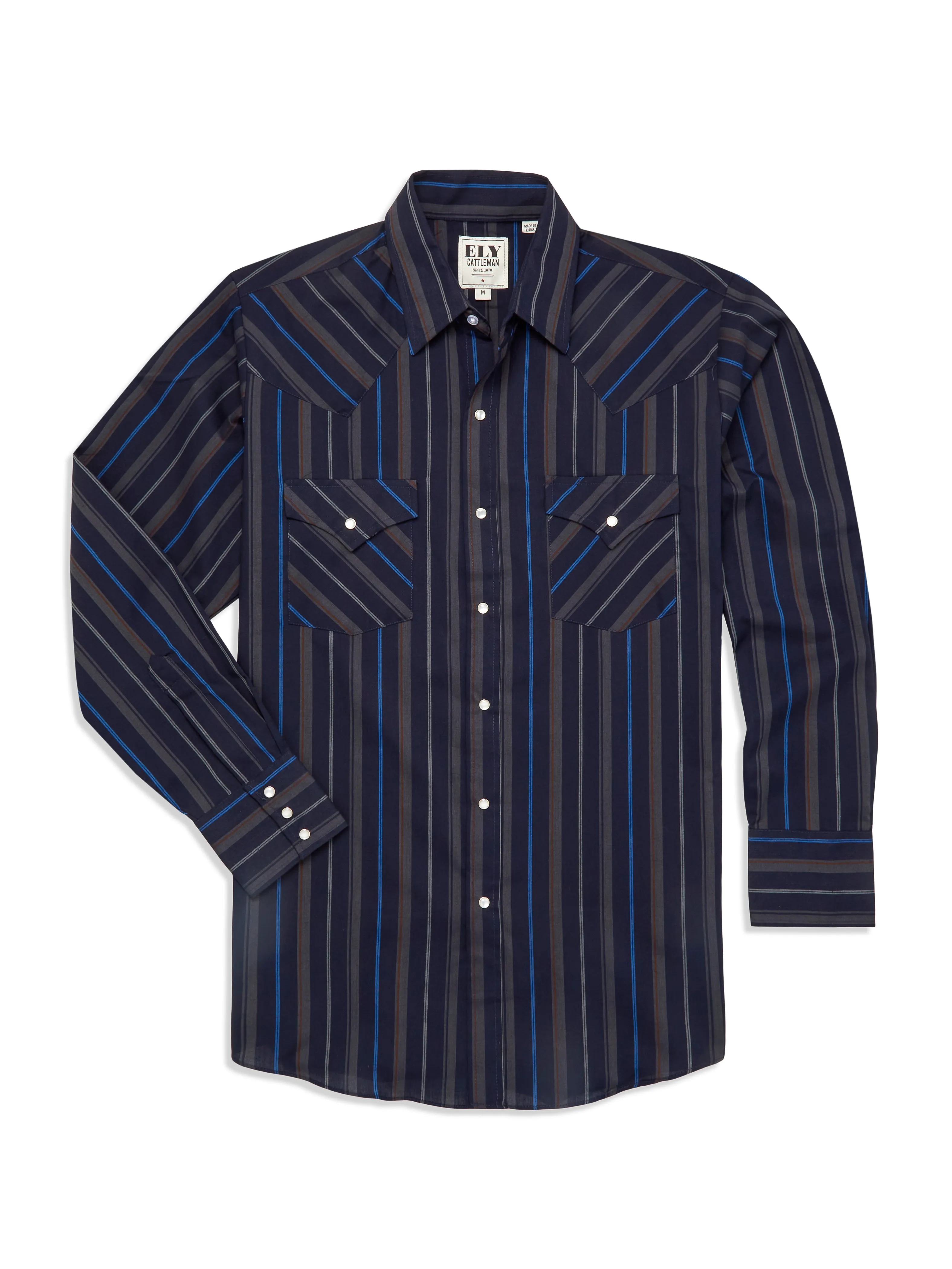 Men's Ely Cattleman Long Sleeve Stripe Western Snap Shirt