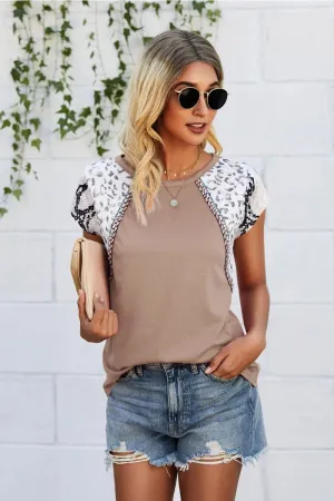 Miss Sparkling Animal Print Sleeve In Sand