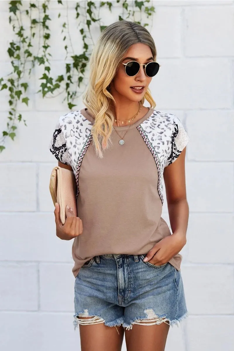 Miss Sparkling Animal Print Sleeve In Sand