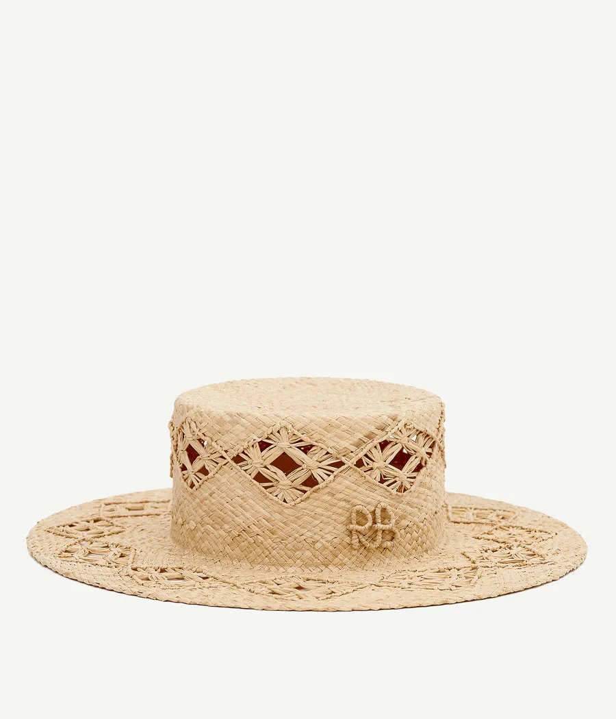 Monogram-embellished Boater Hat