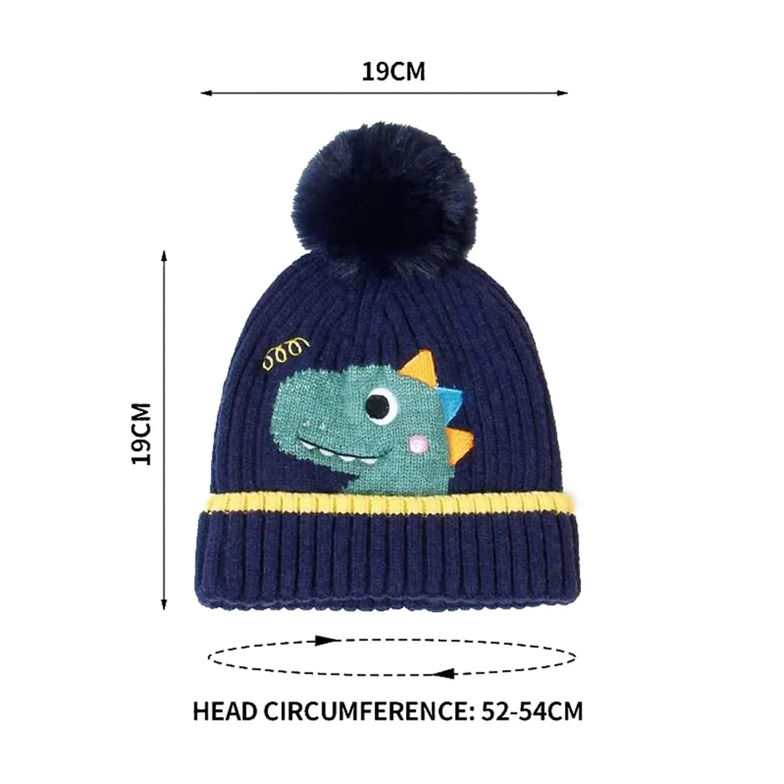 Navy Blue Dino Kids Winter Cap & Neck Muffler Set