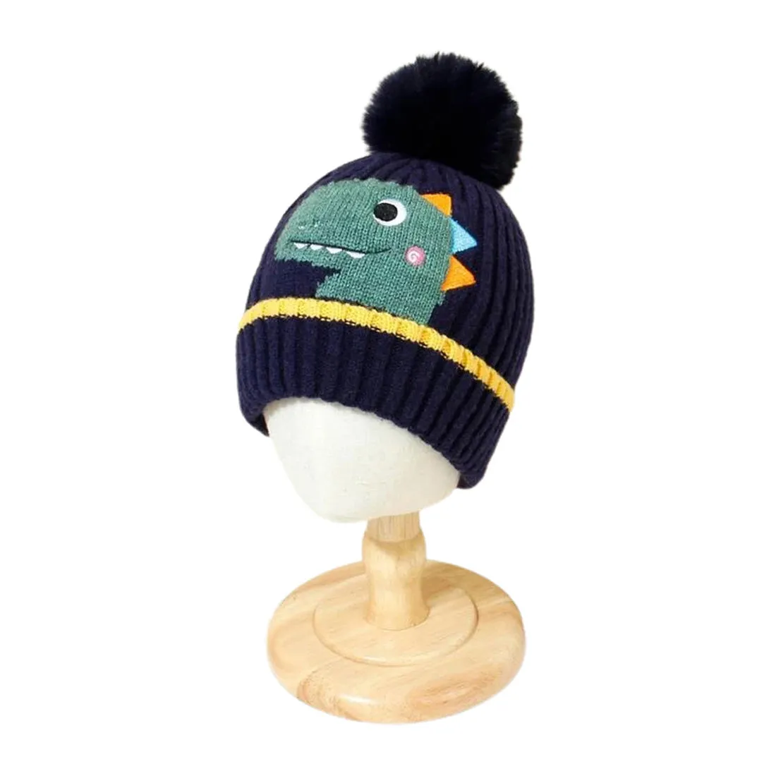 Navy Blue Dino Kids Winter Cap & Neck Muffler Set