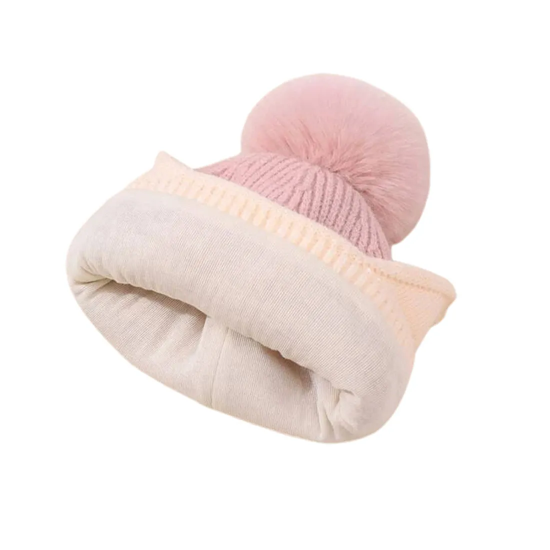 Pink Bunny With Carrot  Kids Winter Cap & Neck Muffler Set