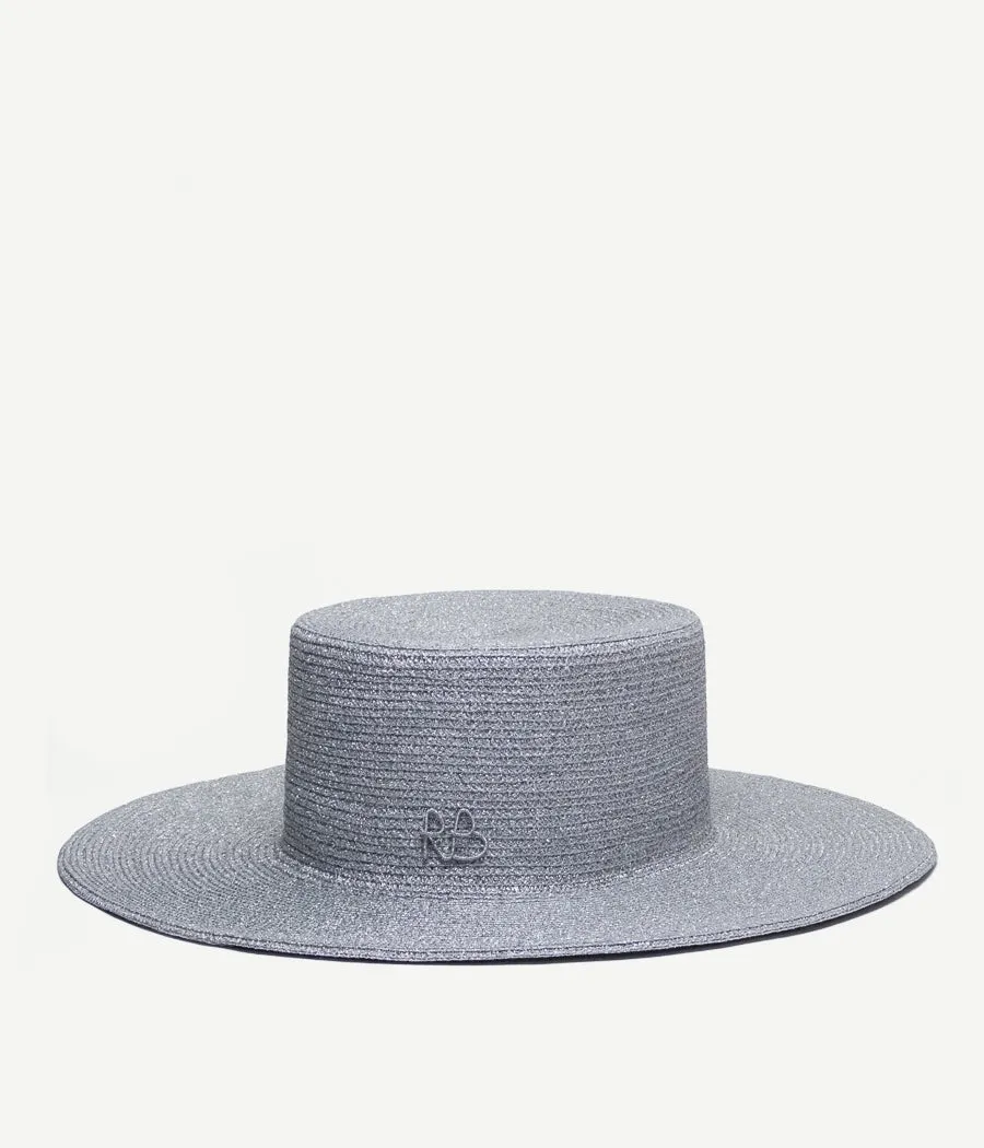 Silver-toned Boater Hat