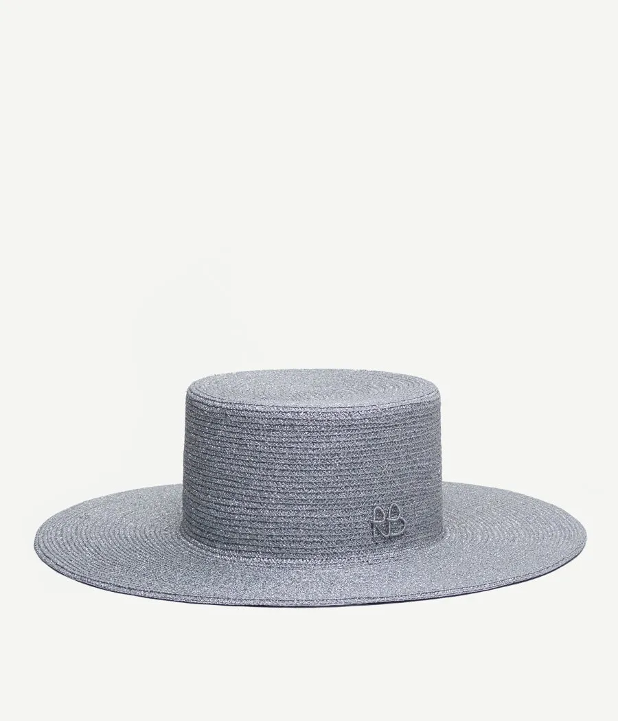 Silver-toned Boater Hat