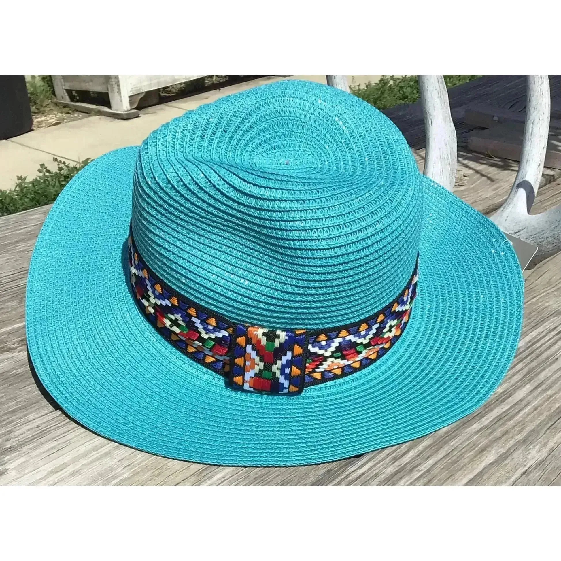 Straw Hat with Aztec Band