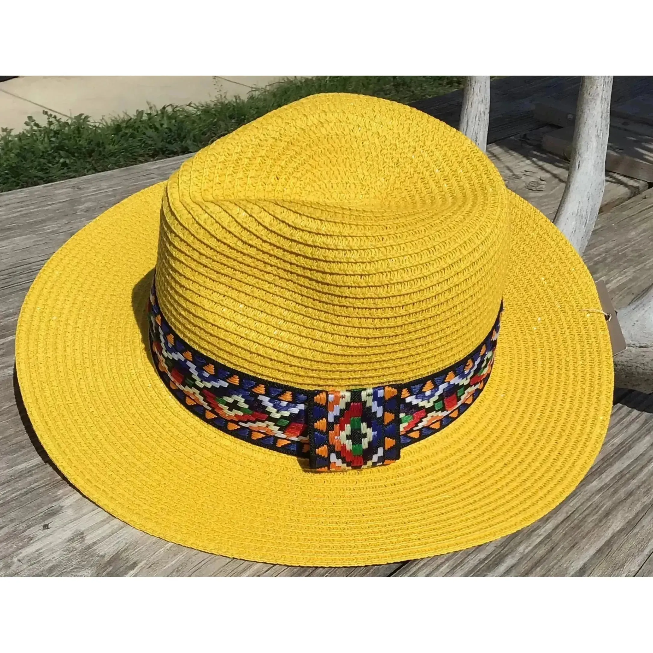 Straw Hat with Aztec Band
