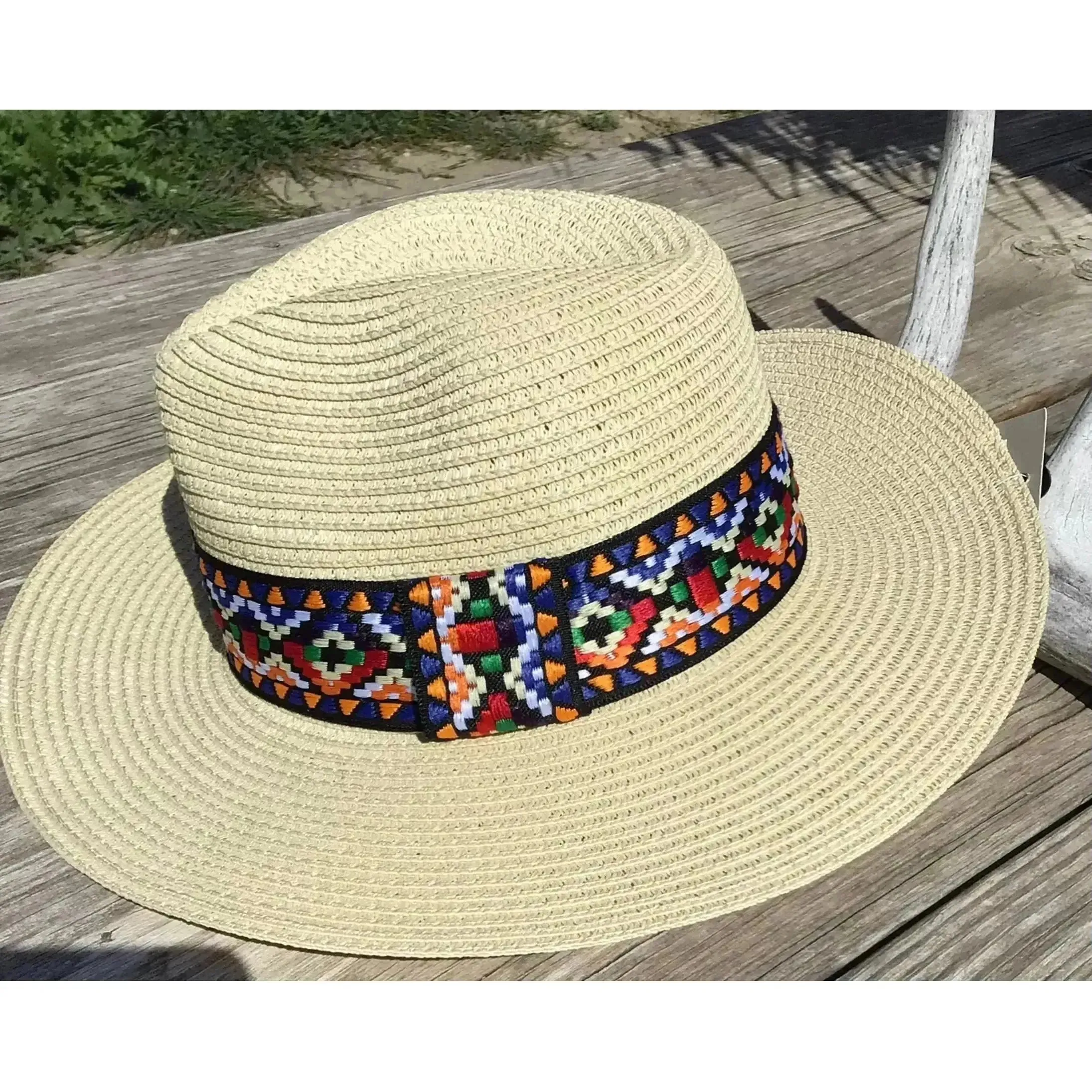Straw Hat with Aztec Band