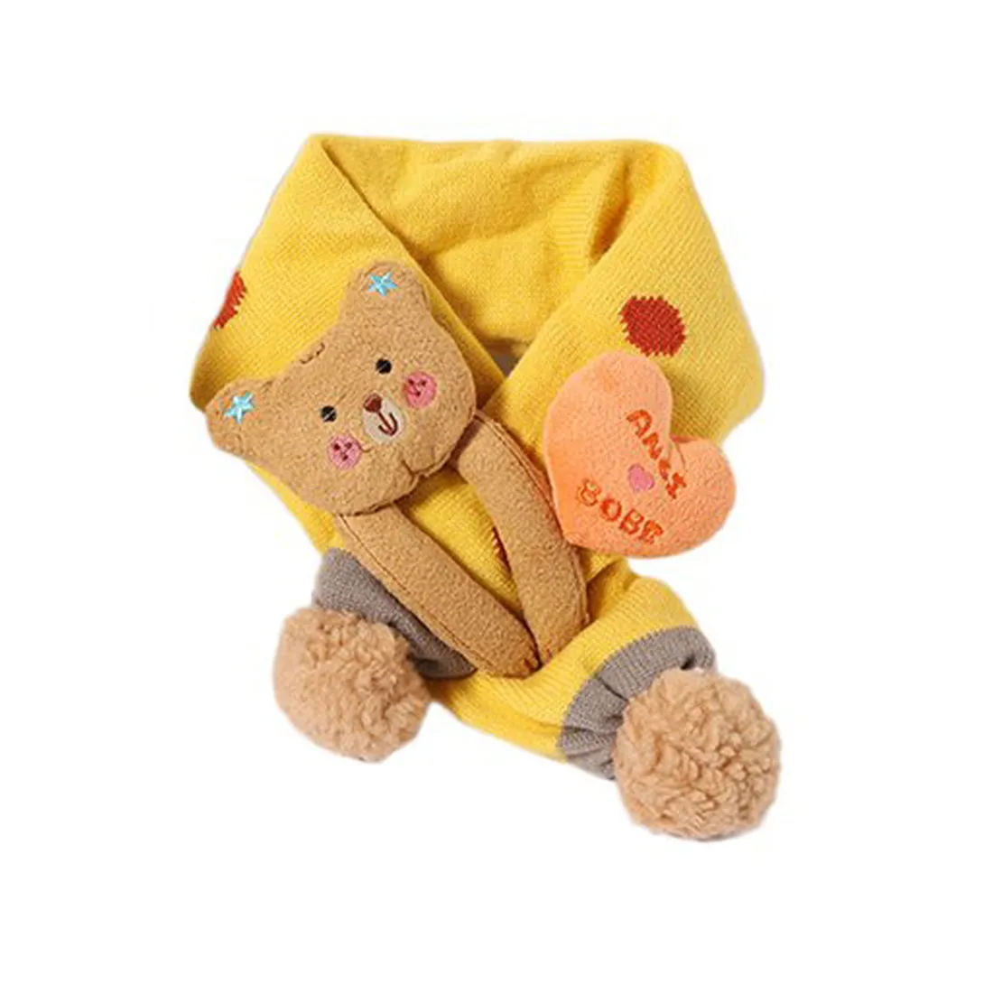 Yellow & Grey Bear Winter Cap & Neck Muffler Set