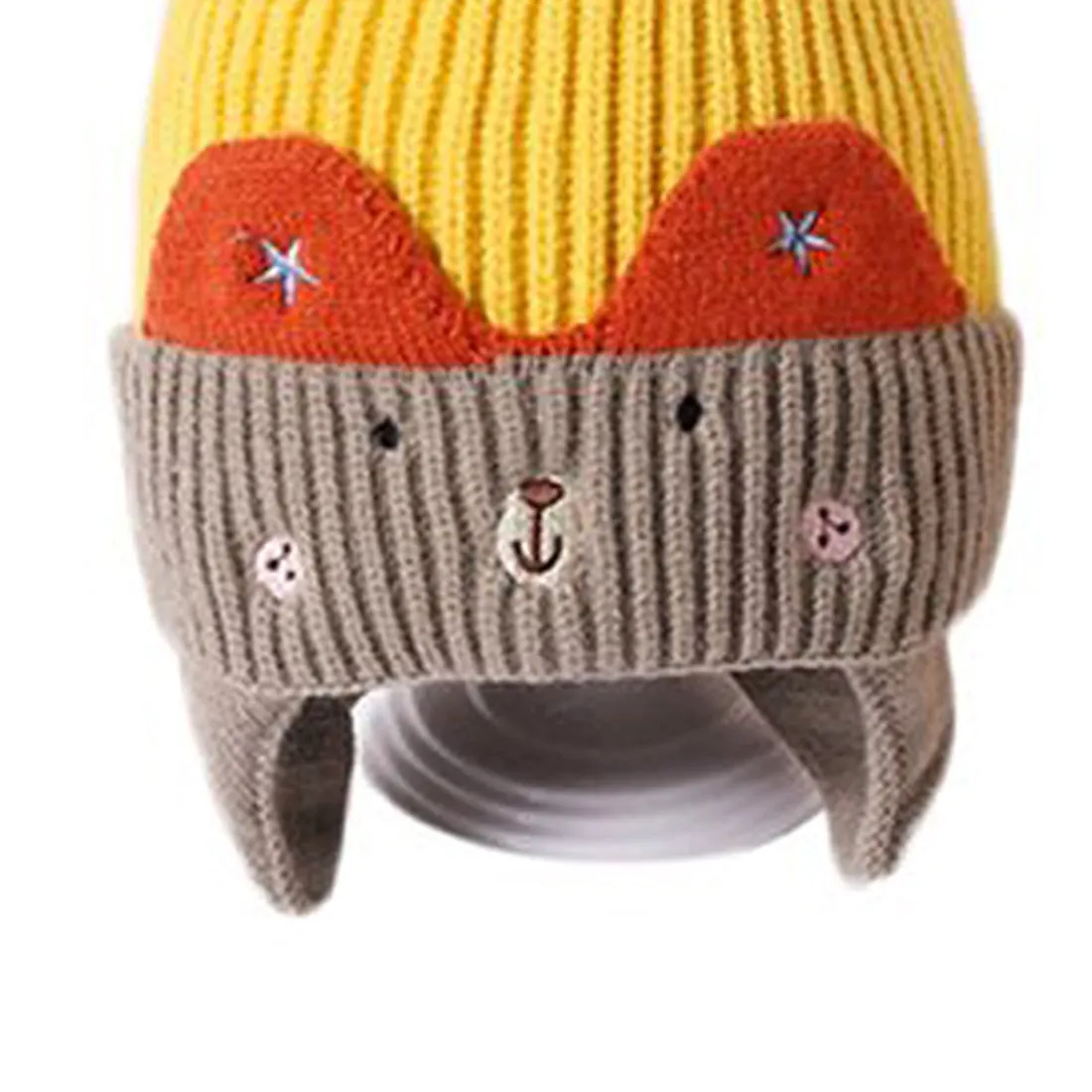 Yellow & Grey Bear Winter Cap & Neck Muffler Set