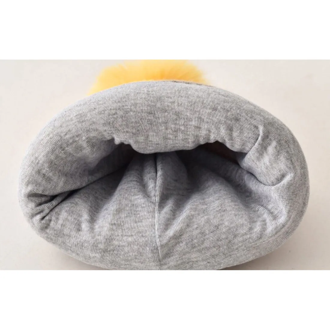 Yellow & Grey Bear Winter Cap & Neck Muffler Set